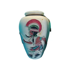Jarrón artístico tribal del suroeste vintage con cuentas guerrero artesanal cerámica ER 1996 - Imagen 1 de 11