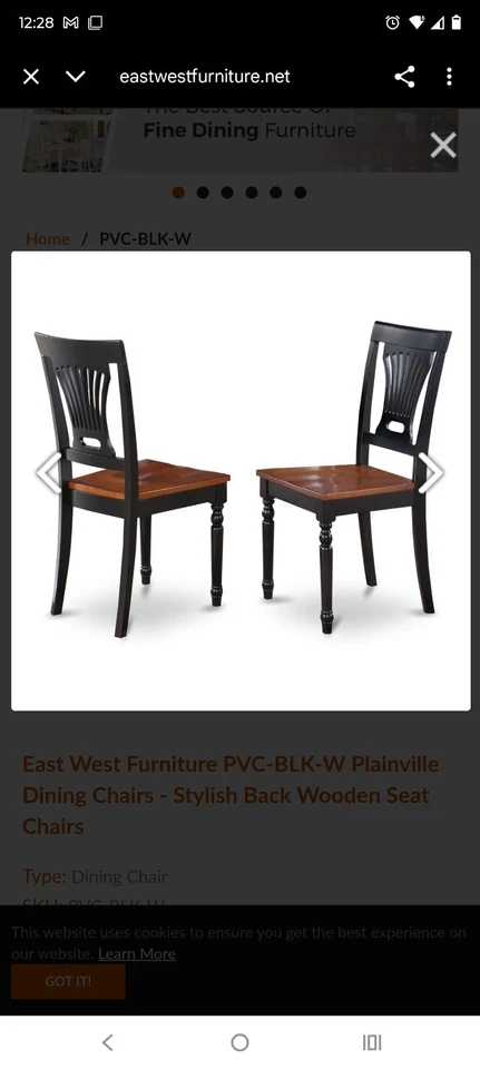 Juego de 2 sillas de comedor East West Furniture negras y cerezas Plainville Foto 1 de 4