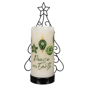 Shades of Green LED Table Decor Wax Flicker Light Candle with Metal Holder - Imagen 1 de 6