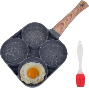 yarlung 4-Cup Fried Egg Frying Pan with Brush for Oil, Non-stick Poached Gray  - Picture 1 of 9
