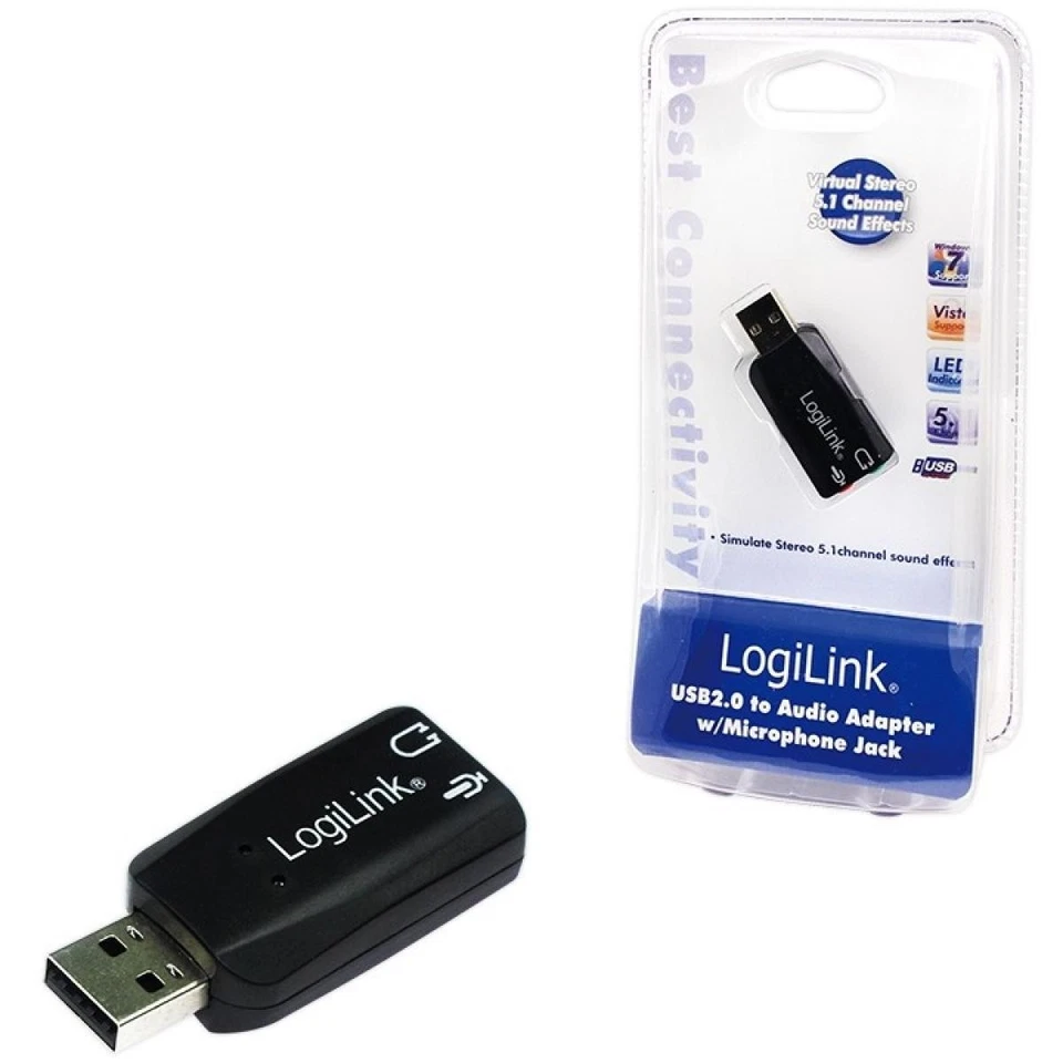 Soundkarte USB LogiLink 5.1 mit Virtual 3d Soundeffekt