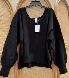 Abound Women’s Oversized V Neck Pullover Sweater Small/Medium Black NWT - Picture 1 of 4