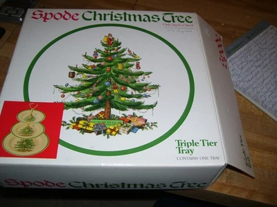Spode Christmas Tree Triple Tier Serving Tray in Box England - Image 1 of 4