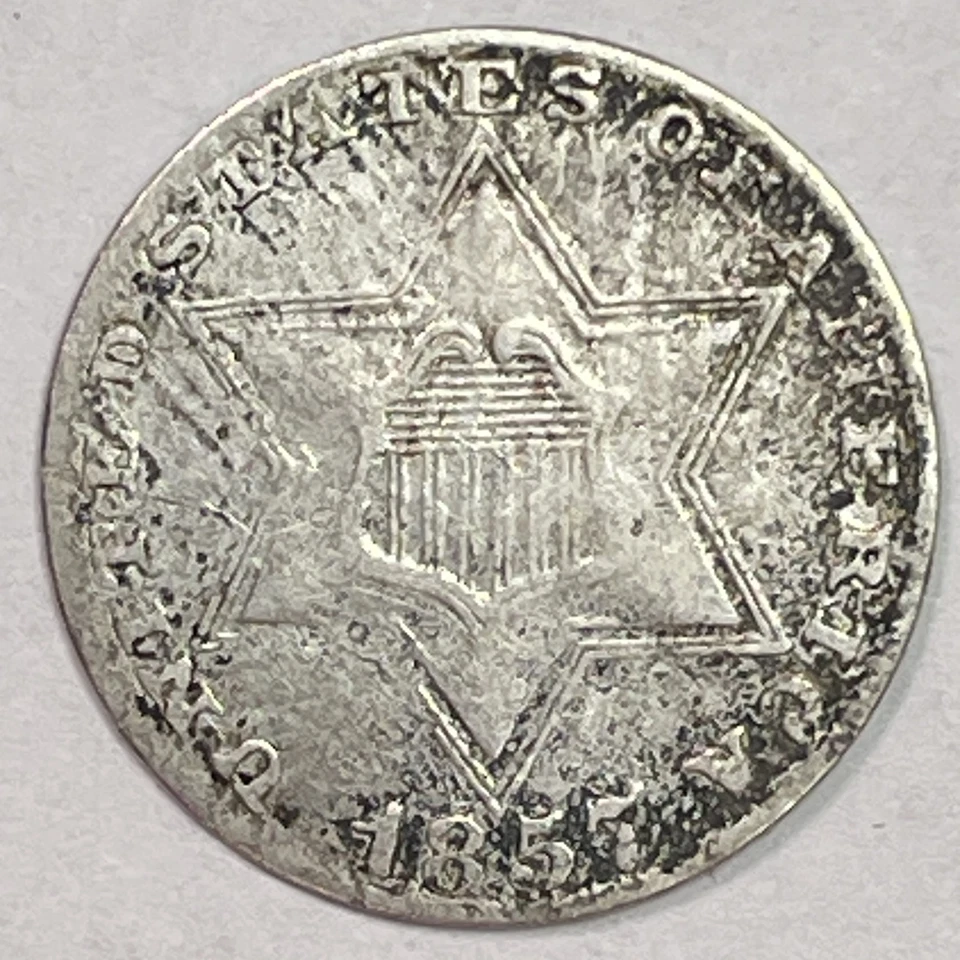 1857 Three Cent Silver Trime Choice Extremely Fine XF+ Coin #20138 - Image 1 of 3