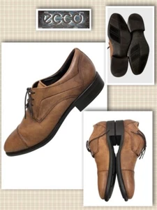 ECCO Tray Tech Mens Brown Leather Size 10 Cap Toe Denmark Bred 1968 Oxford Shoes - Picture 1 of 12