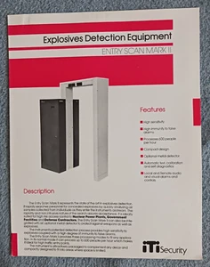 Explosive Detection Equipment Entry Scan Mark II Data Sheet Specification By ITI - Imagen 1 de 1