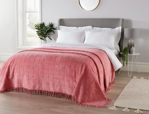Diana Cowpe Traditional Bedspread PINK Candlewick Geneva Bed Throw Chenille - Picture 1 of 3