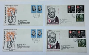 1965-66 Winston Churchill Set Of 4 1st Day Envelopes (10 Stamps) Australia/Malta - Picture 1 of 4