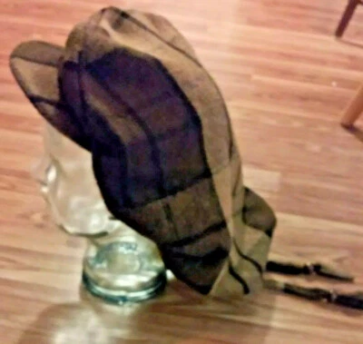 Wool Beret Hat Unisex New 18" Long With Bill Brown Black Tan Snakeskin Lining Ta - Image 1 of 4