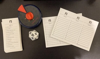 Hojas de respuestas de repuesto para juegos Scattergories años 90, troquel, temporizador y tarjetas de lista Foto 1 de 4
