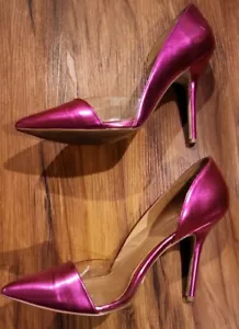 Just Fab ~ Shiny Hot Pink Neon ~ TEYLA ~ 4.5" Stiletto Heels ~ Size 10M - Picture 1 of 12