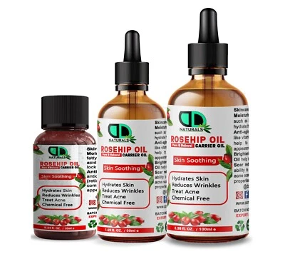 Rosehip Oil Certified Organic Skin Essential Oil Pure & Natural Best Facial Oil - Image 1 of 4