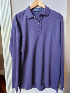 Polo Ralph Lauren Sweater Mens Medium Purple 2 Button Up Collared Pullover Polo - Picture 1 of 7