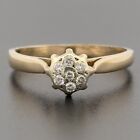 9Ct Yellow Gold 0.10Ct Diamond Cluster Ring Size L Hallmarked
