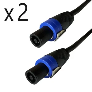 2 Pack 25ft Speakon Compatible Amp DJ PA Speaker Cable 2 Conductor 12 Gauge AWG - Picture 1 of 2