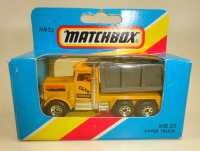 Matchbox Superfast Nr. 23E Peterbilt Tipper Truck gelb & grau top in Box - Bild 1 von 3