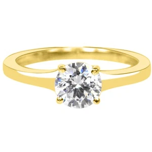 0.49Ct 5.00mm G-H VS2 100% Natural White Diamond Ring In Solid 14KT Yellow Gold - Bild 1 von 3