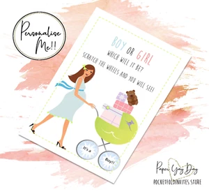 SCRATCH CARD Pregnancy Announcement Gender Reveal Baby Card Baby Shower Cards - Picture 1 of 6