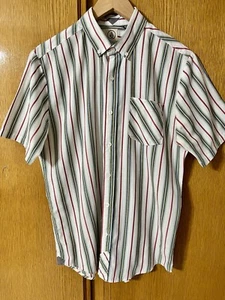 VOLCOM Shirt Mens Medium Classic Fit Striped Short Sleeve Button Down Multicolor - Picture 1 of 23