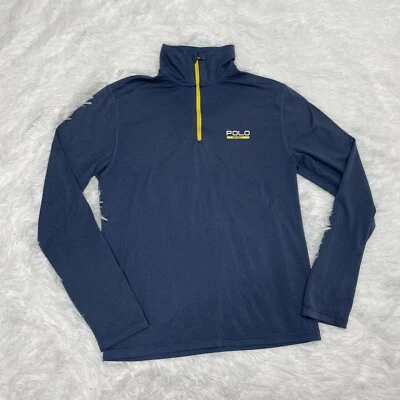 Polo Sport Ralph Lauren Hombres 1/4 Cremallera Camisa Talla S Pequeño Azul Amarillo Pullover Foto 1 de 4