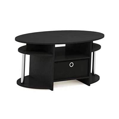  Jaya Simple Design Oval Coffee Table with Bin for Americano/Chrome/Black - Image 1 of 4