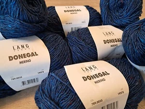 Merinowolle 10 Knäuel 500 Gramm Donegal von Lang Yarns Fb 35 blau tweed - Bild 1 von 3
