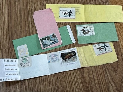 LOTE DE COLECCIÓN DE LICENCIA DE CAZA DE MICHIGAN CON SELLOS DE AVES ACUÁTICAS Foto 1 de 4