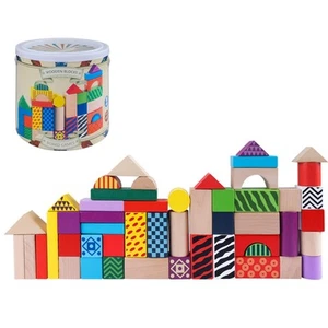 50pcs Wooden Blocks for Toddlers Montessori Toys for 1-3 Year Olds Preschool ... - Picture 1 of 7