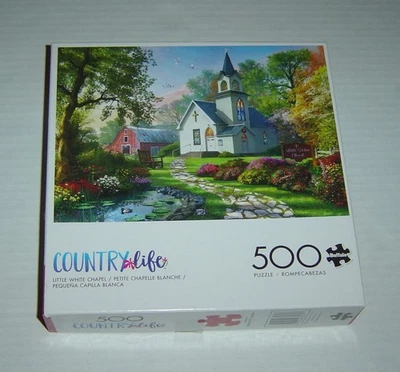 Buffalo Games Little White Chapel 500 Piezas Paisaje Puzzle + Póster, ¡Completo! Foto 1 de 4