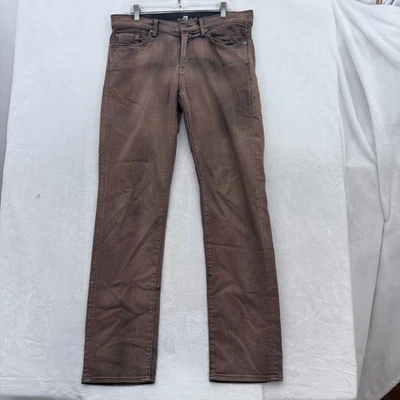 Мужские джинсы 7 For All Mankind 31 (34x32) коричневые узкие эластичные - Изображение 1 из 4