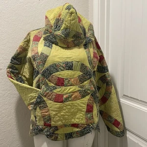 Upcycled Oversized Vintage Wedding Ring Quilt Hoodie Handmade XL Cottagecore - Picture 1 of 5