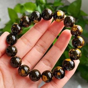 12mm Natural Bumblebee Jasper Quartz Stretch Bracelet - Picture 1 of 7