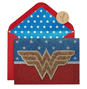 Tarjeta de felicitación de cumpleaños PAPYRUS WB DC GEMMED Wonder Woman Stick Me On Things - Imagen 1 de 6