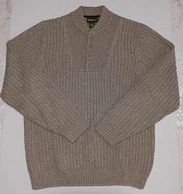 Suéter Eddie Bauer 4 Botones Henley Hombres Talla Med 100% Algodón Tejido Grueso Foto 1 de 4
