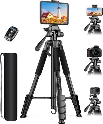 68" Camera Tripod Stand Tablet Tripod for iPhone iPad with Remote and Phone - Image 1 of 4