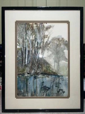 BRUCE SPICER BLUE FLORAL ORIGINAL WATERCOLOR PAINTING ORIGINAL LARGE/COA “Truck” - Image 1 of 4