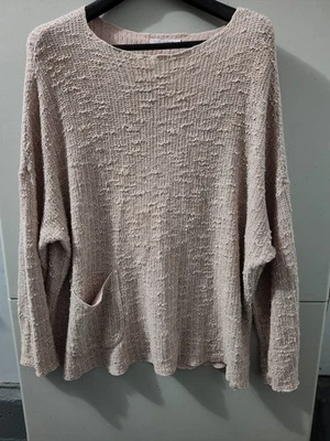 Suéter Top Suelto Corte Para Mujer OS Rosa Grande Bolsillo Pullover Textura Elastizado Foto 1 de 4