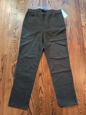 Pantalones de mezclilla elásticos de pierna cónica Gloria Vanderbilt Amanda talla 14 verde oliva adelgazantes Foto 1 de 3