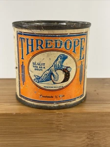 Vintage THREDOPE Tin “Seal It Tite As A Drum" 1/2 Pint Everett Mass -no lid- - Picture 1 of 6