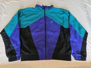 Vintage Nike Color Block Windbreaker Jacket Men's Size Medium Green Logo - Picture 1 of 9