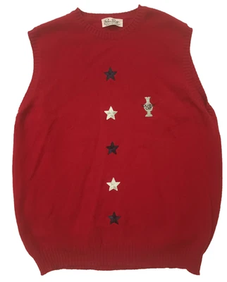Peter Scott Wool Vest Men's Large Red Preppy Made In Scotland Stars & Stripes - Image 1 of 4