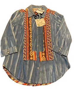Camicia Nick & Mo Chambray taglia S Boho Western Rodeo NUOVA AL DETTAGLIO $79 punto attorcigliato - Foto 1 di 6