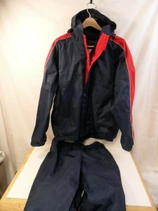 Boat US Vintage Blue Nylon Zip Up Rain Suite Jacket and Pants Coat Sz L - Picture 1 of 12