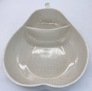 Vintage 1950er Pfaltzgraff geteilte Birne Servierschale gesprenkelt braun elfenbeinfarben - Bild 1 von 10