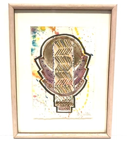 D Burton Watercolor Painting on Paper Framed '90s NDEBELE SERIES (#118916) - Picture 1 of 5