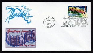 USA, SCOTT # 3569, ARTMASTER FDC COVER OF 2002 FLORIDA, GREETINGS FROM AMERICA - Picture 1 of 1