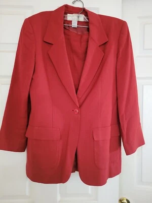 RENA ROWAN Suit for SAVILLE, lined Womens 2 pc. Suit Blazer 8, Skirt 10, Red - Image 1 of 4