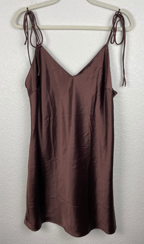UNDERCOVER Abito Victoria's Secret marrone slip raso da notte taglia grande cravatta spalle 170 104A