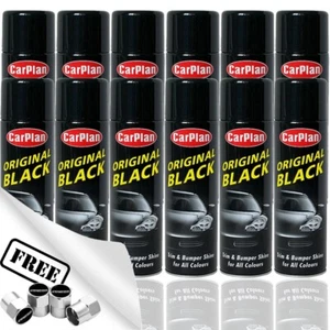 12x Carplan Original Black Trim & Bumper Shine 500ml Aerosol Spray Cans BS500+CP - Picture 1 of 14