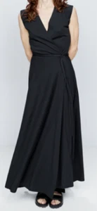 RAEY - LANGES KLEID WALLET JERSEY BAUMWOLLE SCHWARZ 6 UK 34 EU - NEU - Bild 1 von 5